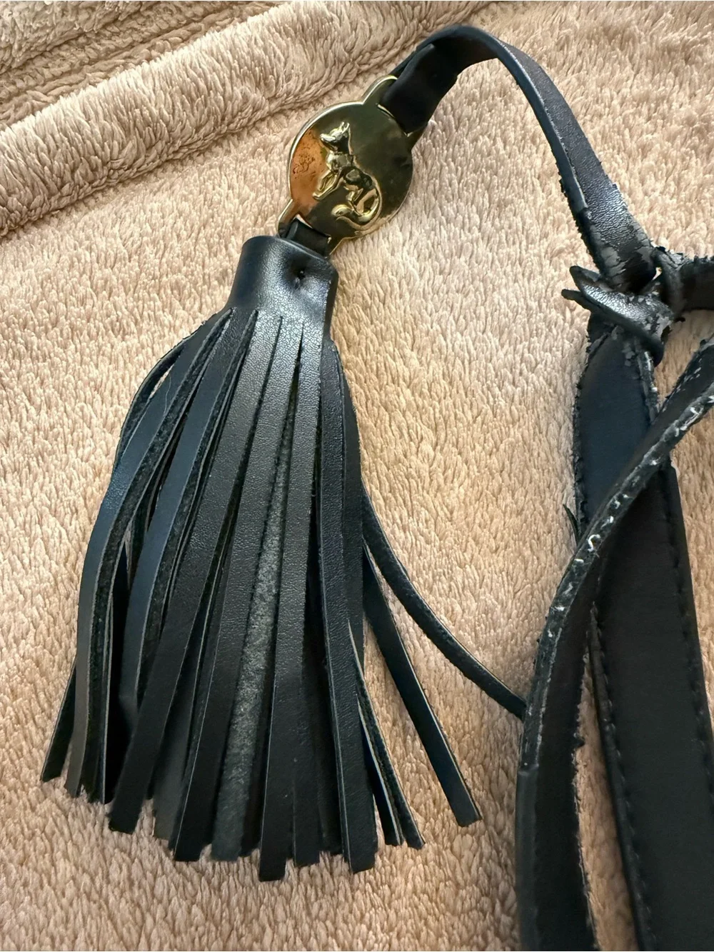 Tartan Plaid Black Tote Bag with Tassel